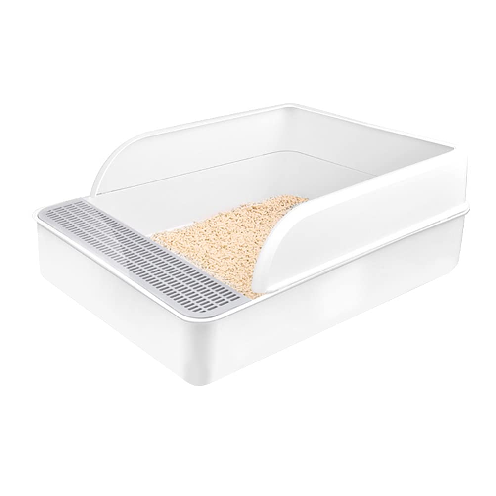 Plastic Half Covered Cat Litter Box with Frame and Litter Spatula E6045