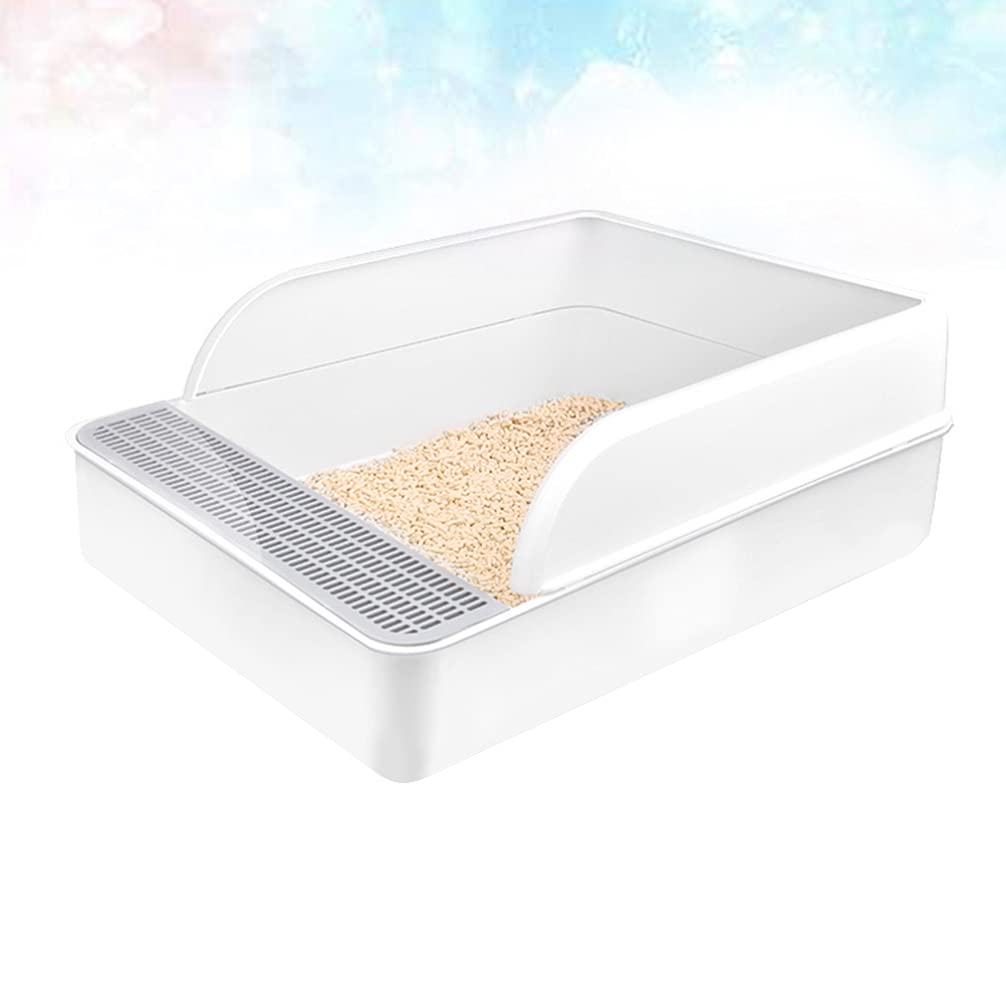 Plastic Half Covered Cat Litter Box with Frame and Litter Spatula E6045