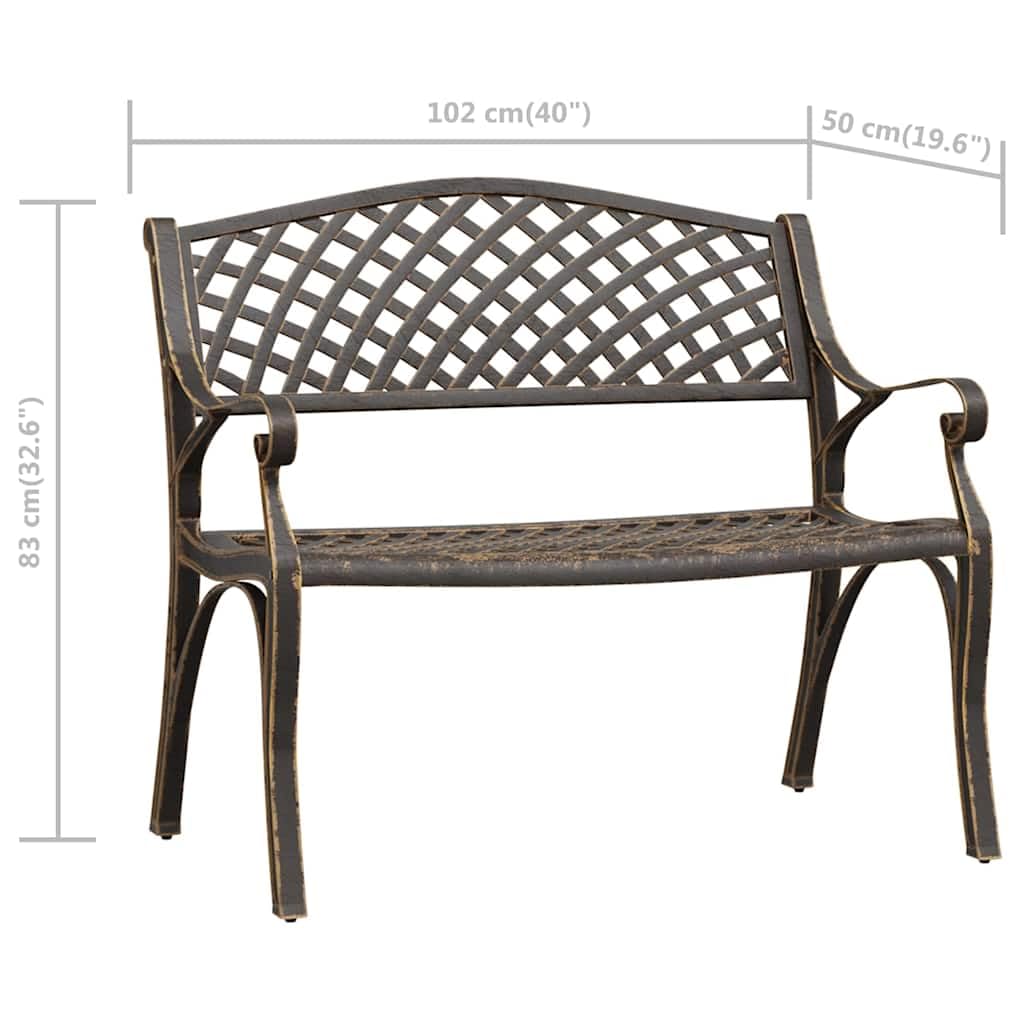 Cast Aluminum Patio Bench with Backrest C9964