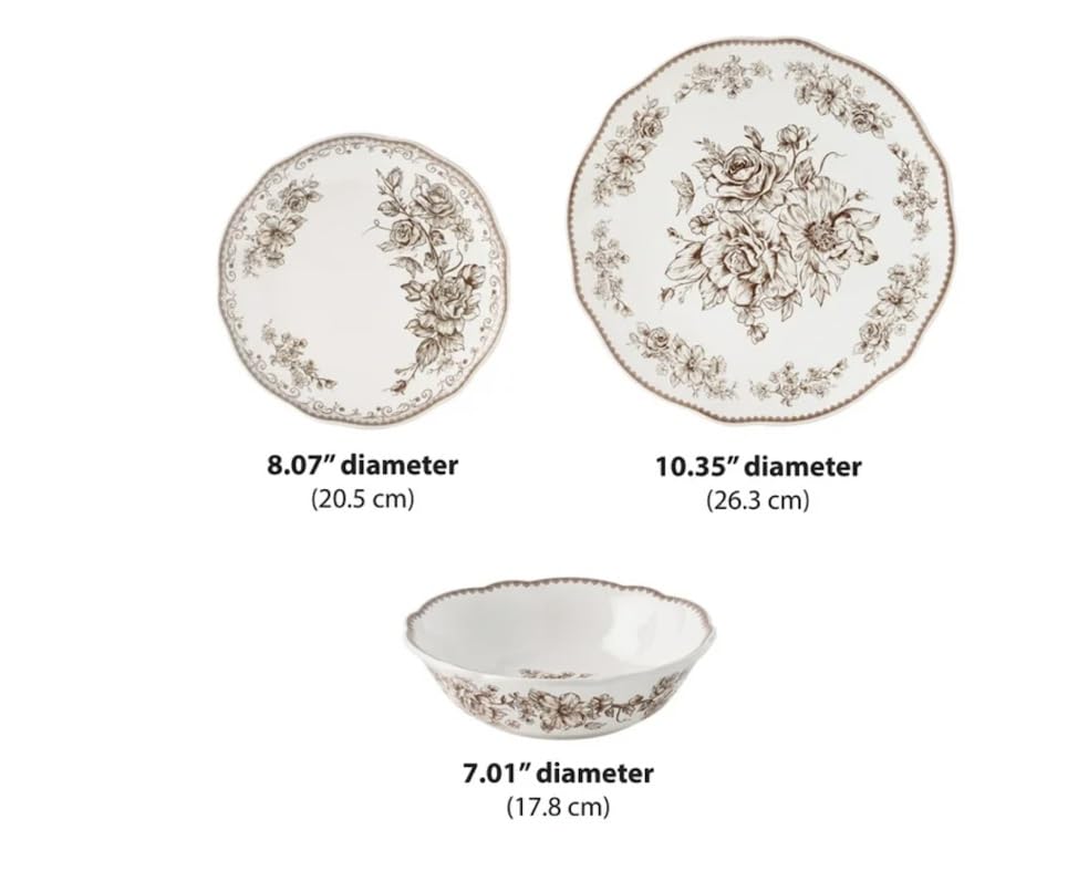 Brown 12-Piece Stoneware Dinnerware Set E3607