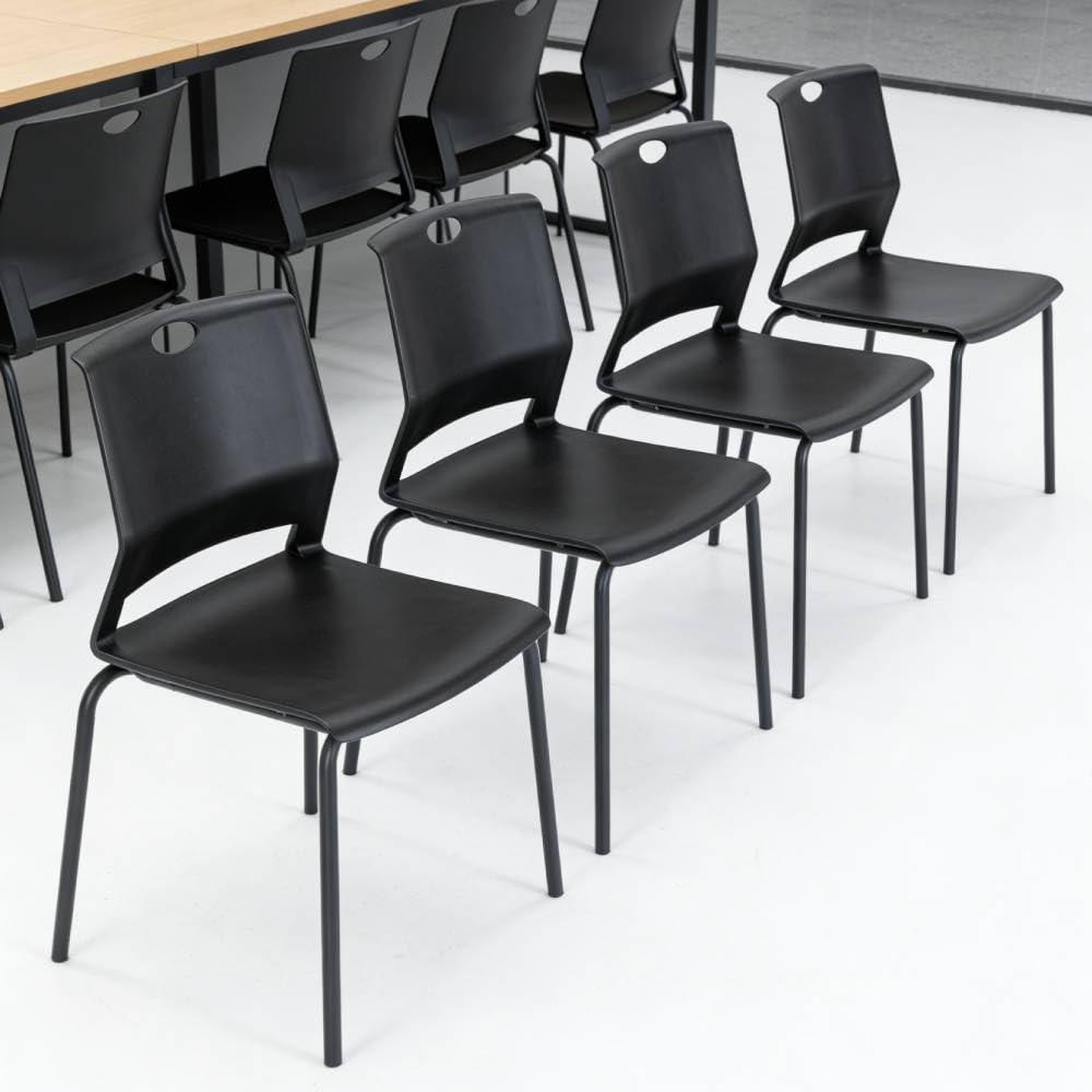 Black Stackable Plastic Chairs Set of 4 H673514