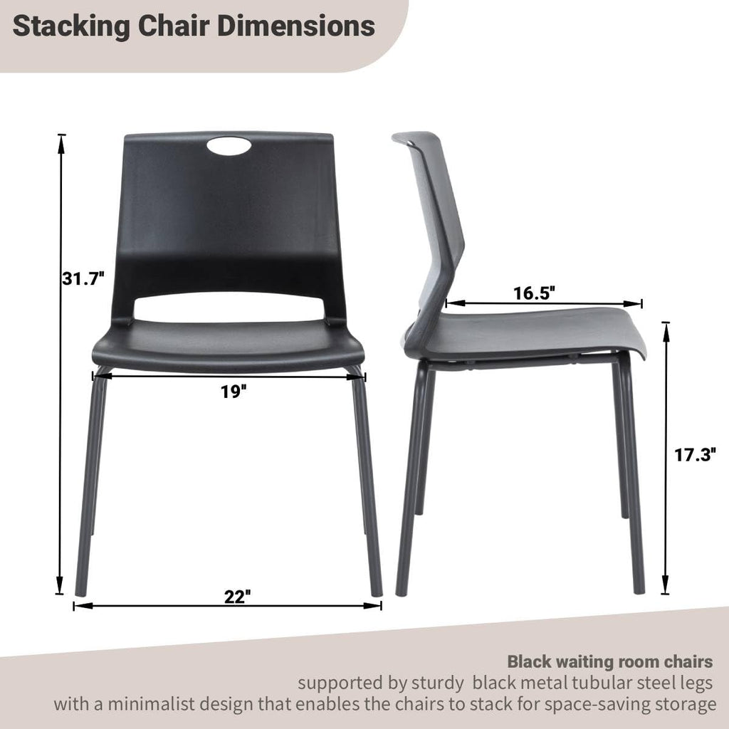 Black Stackable Plastic Chairs Set of 4 H673514