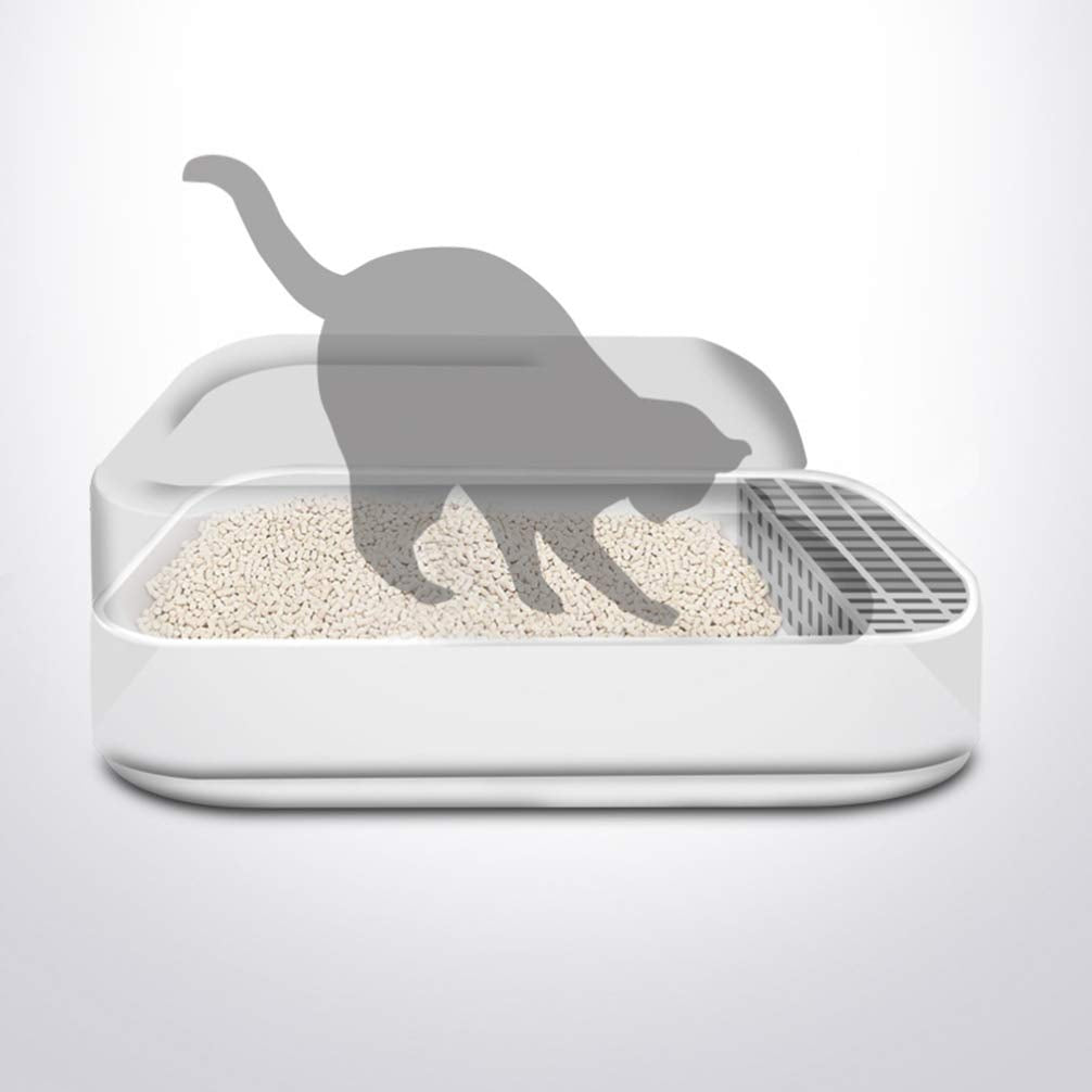 Plastic Half Covered Cat Litter Box with Frame and Litter Spatula E6045
