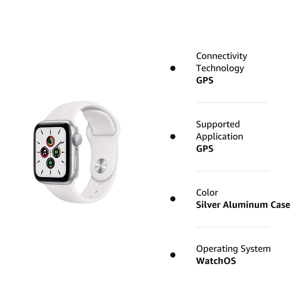 Silver Aluminum Case with White Sport Band Smartwatch F834