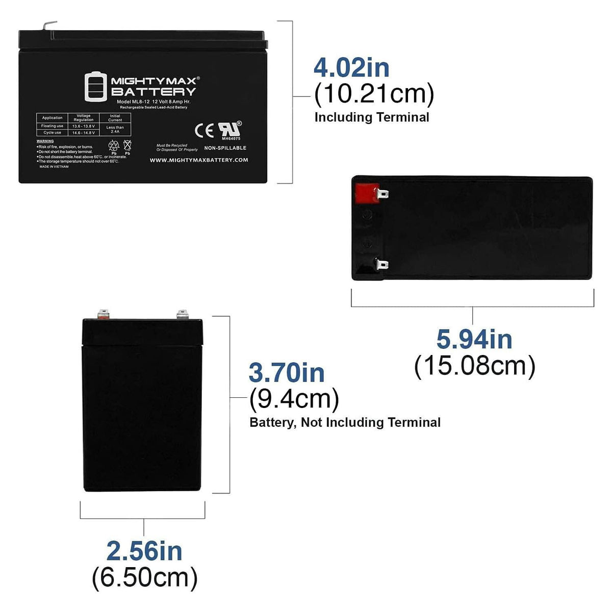 12 Volt 8 AH Rechargeable SLA AGM Battery Z31957