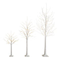 Pre-Lit Artificial White Birch Trees with LED Lights Set of 3 O18150