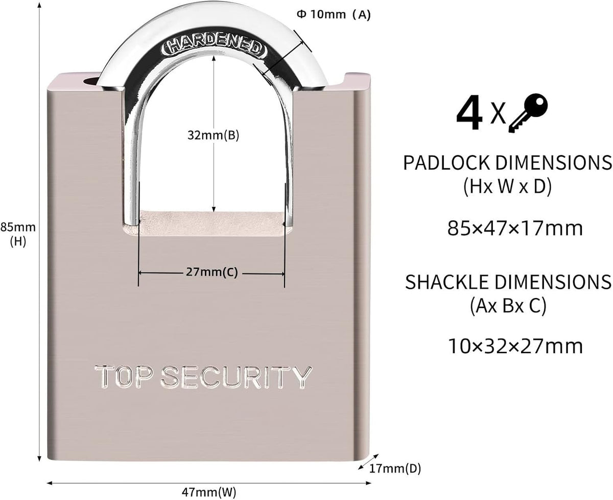 Heavy Duty Solid Brass Keyed Padlock with 4 Keys O470328