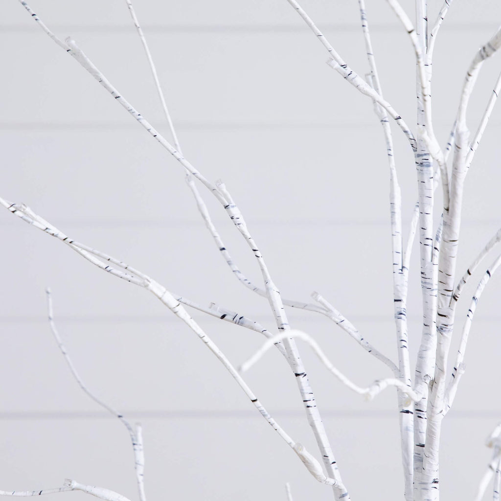 Pre-Lit Artificial White Birch Trees with LED Lights Set of 3 O18150