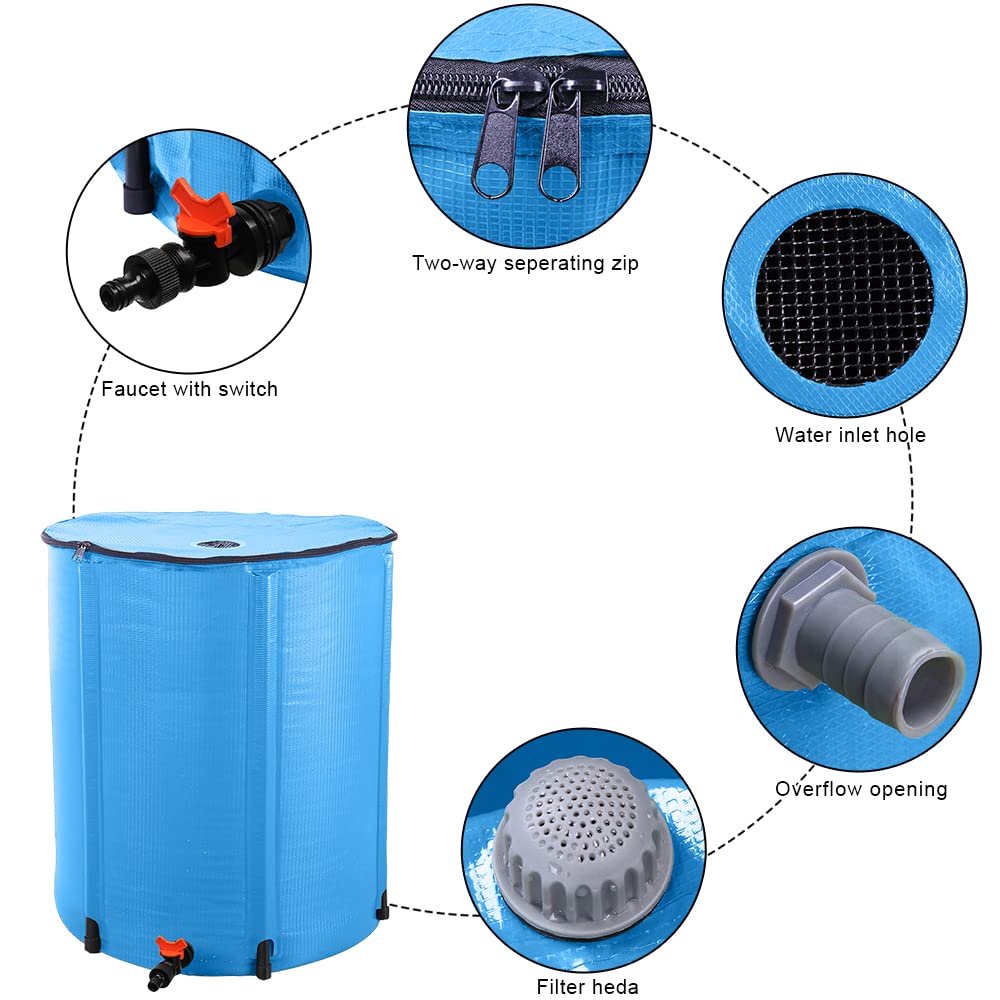 50 Gallon Blue Collapsible Rain Barrel G4001