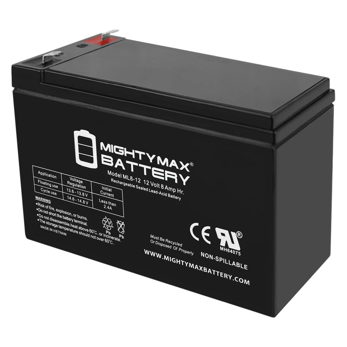 12 Volt 8 AH Rechargeable SLA AGM Battery Z31957
