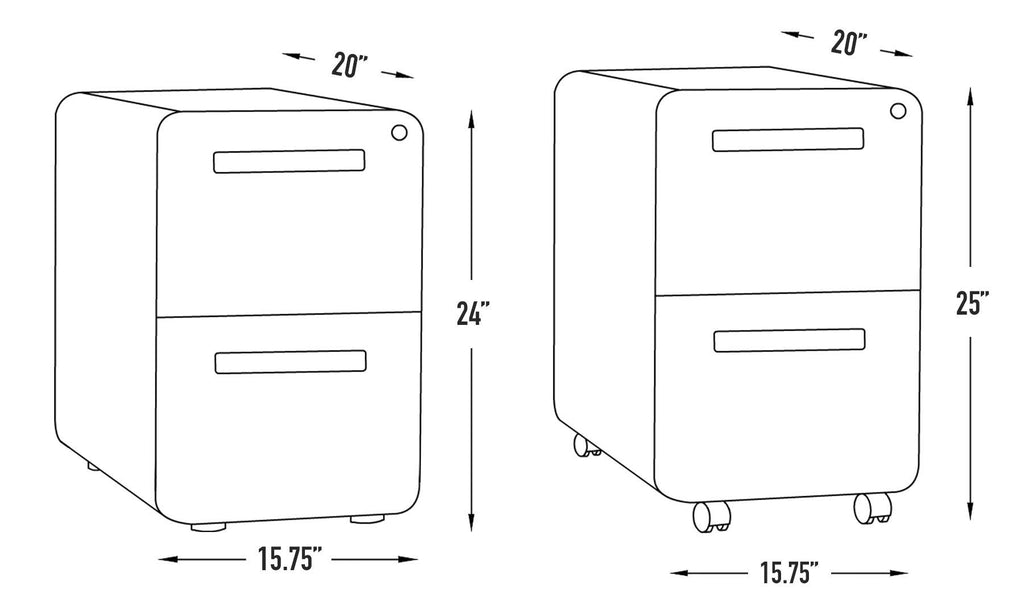 White 2 Drawer Mobile File Cabinet with Lock J7462