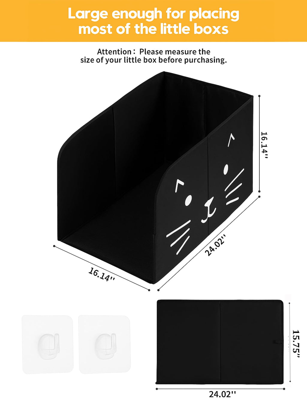 Black Waterproof Cat Litter Box Enclosure with Removable Mat P851734