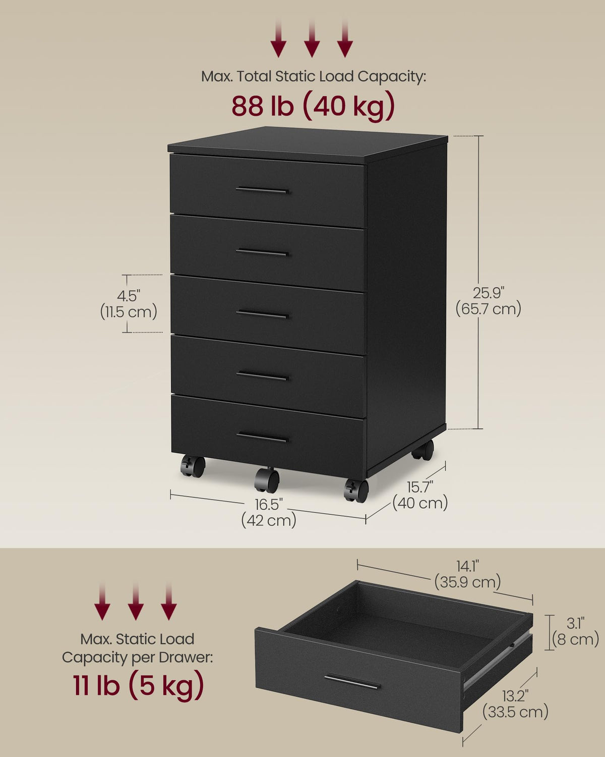 Mobile Pedestal Filing Cabinet with Wheels G129809