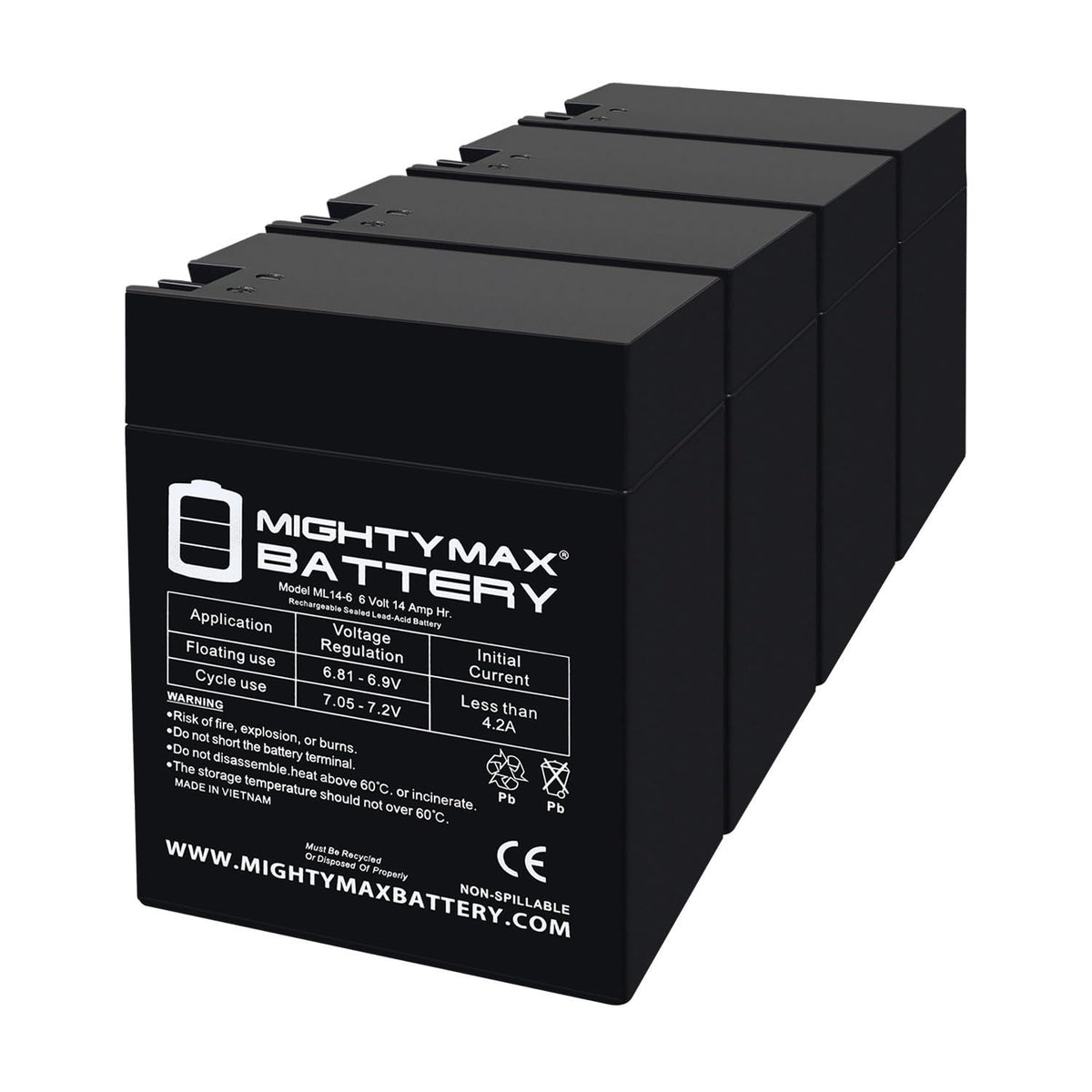 6V 14Ah AGM Replacement Battery 4 Pack R8318