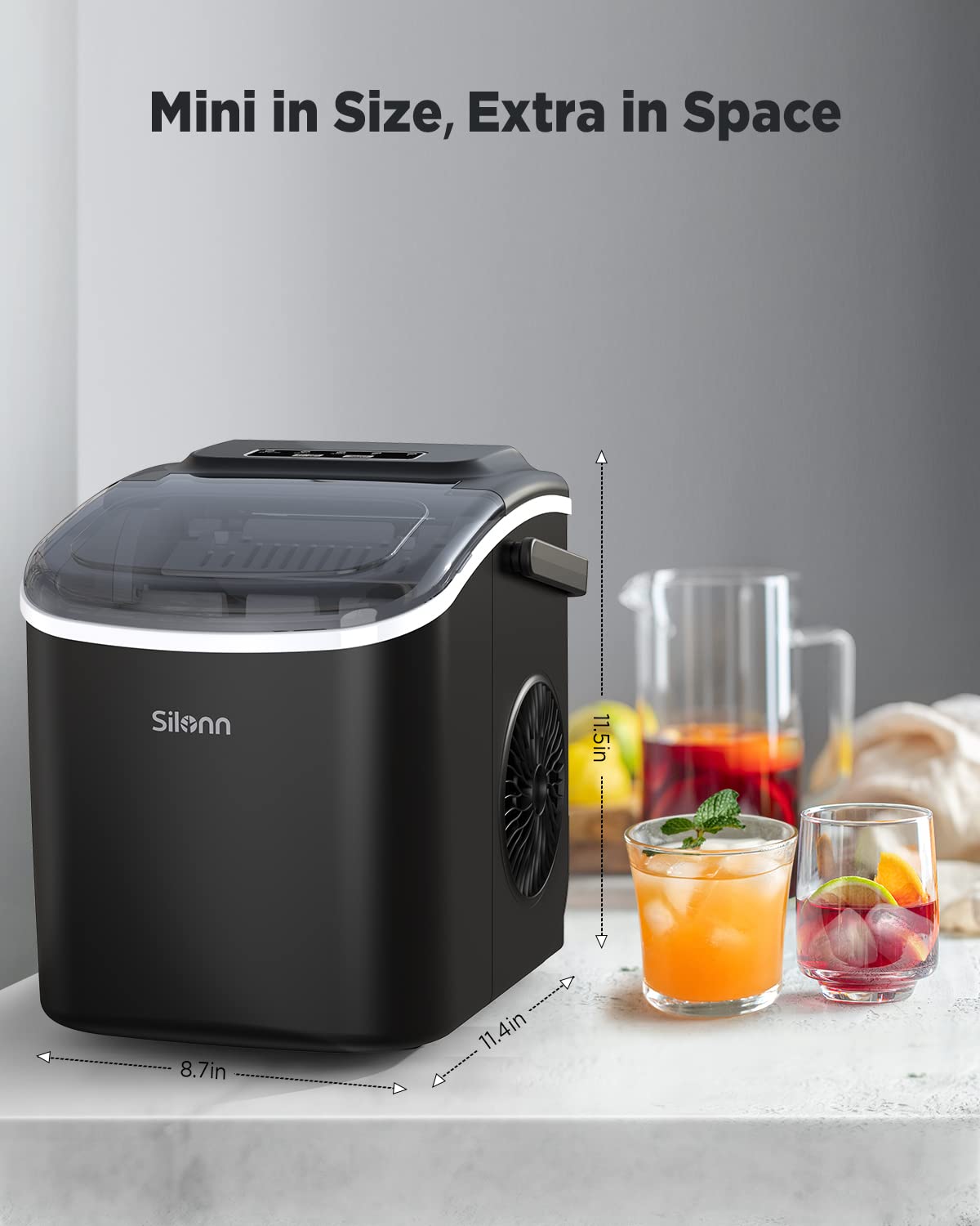 Countertop Ice Maker with Ice Scoop and Basket, Black S722807