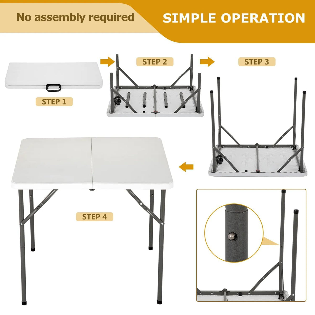 34" Square Plastic Folding Card Table with Carrying Handle N231