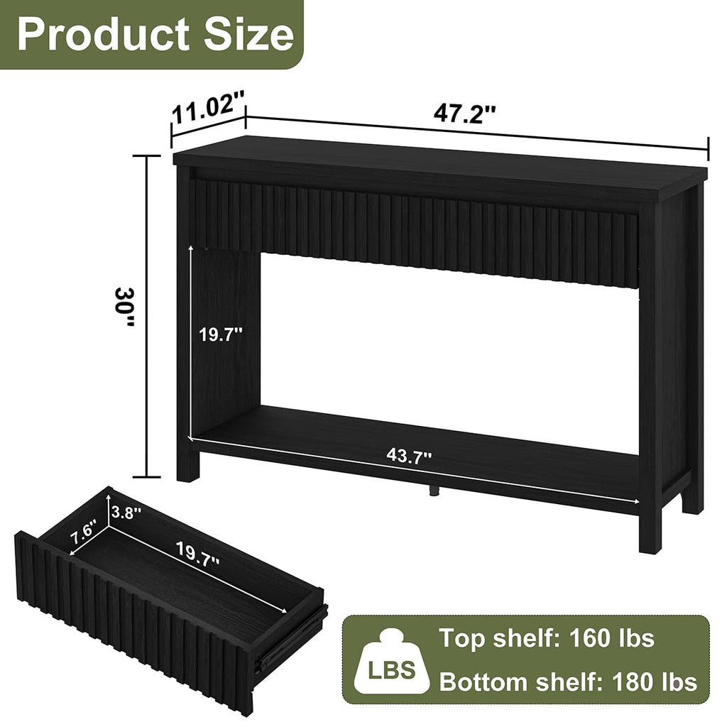 Black Wood Grain Console Table and 3 Tier Bookshelf Set S95741