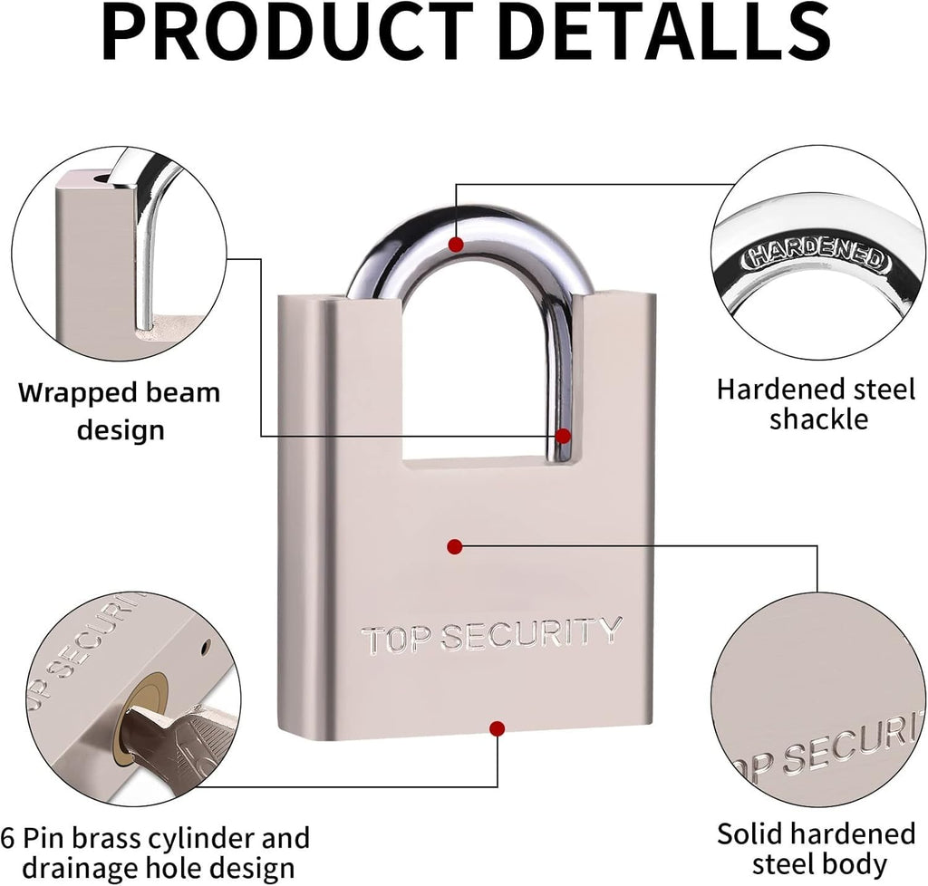Heavy Duty Solid Brass Keyed Padlock with 4 Keys O470328