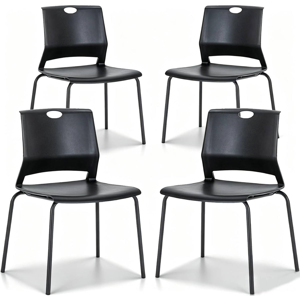 Black Stackable Plastic Chairs Set of 4 H673514