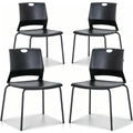 Black Stackable Plastic Chairs Set of 4 H673514