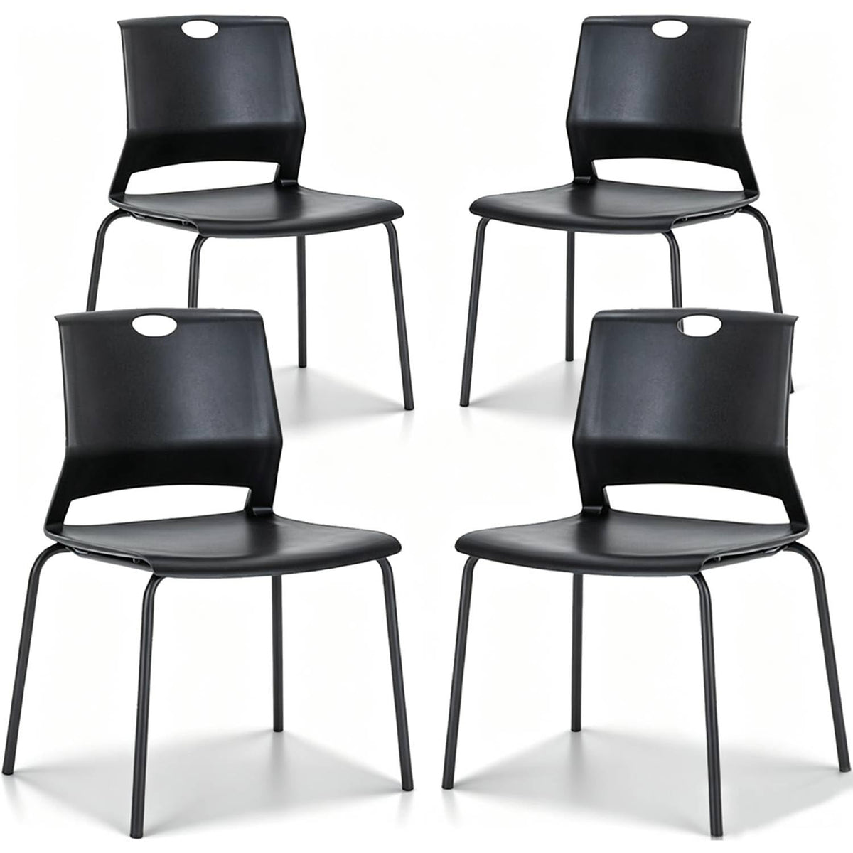 Black Stackable Plastic Chairs Set of 4 H673514