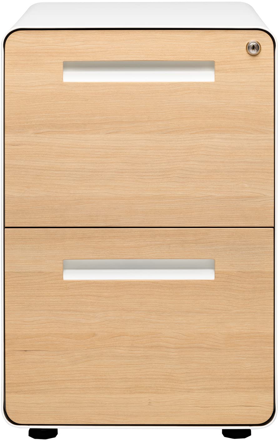 White 2 Drawer Mobile File Cabinet with Lock J7462