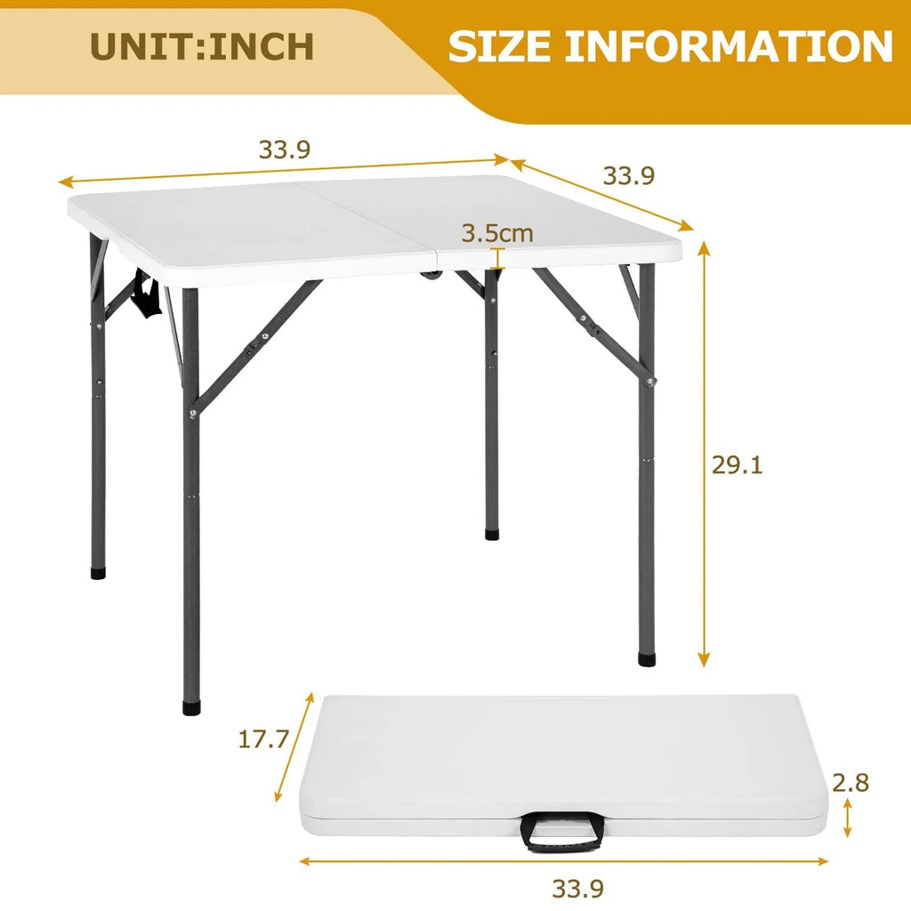 34" Square Plastic Folding Card Table with Carrying Handle N231