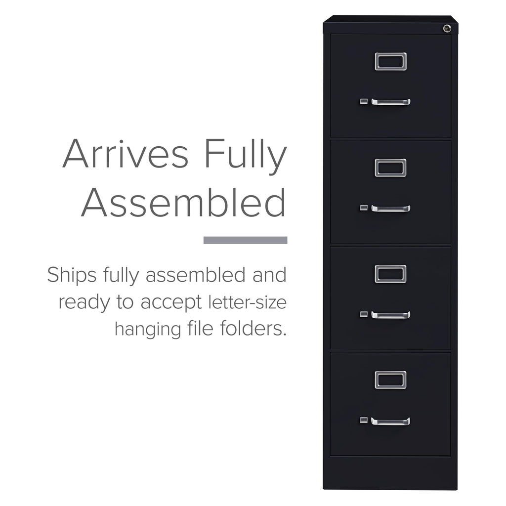 15" W 4 Drawer Vertical File Cabinet, Black, Letter J2827