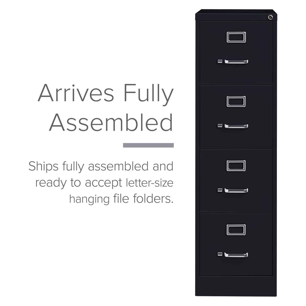15" W 4 Drawer Vertical File Cabinet, Black, Letter J2827