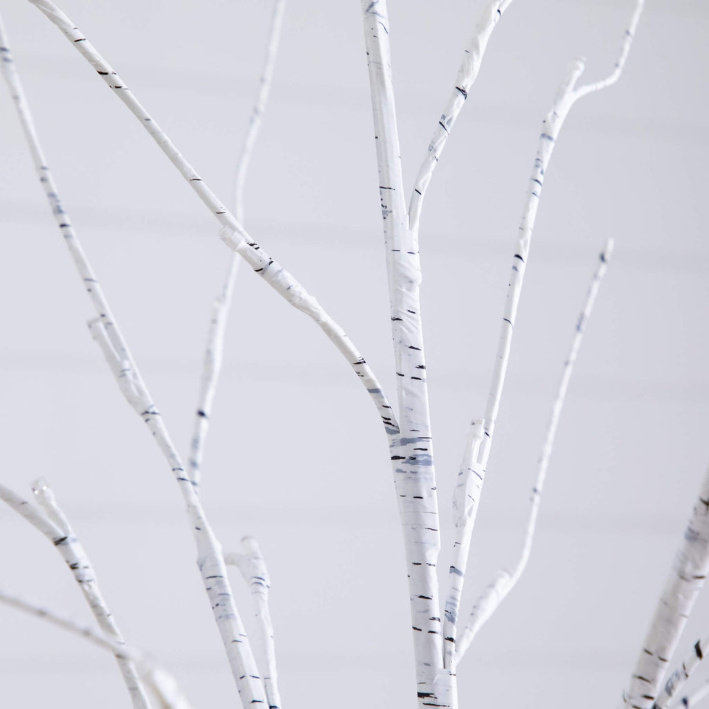 Pre-Lit Artificial White Birch Trees with LED Lights Set of 3 O18150
