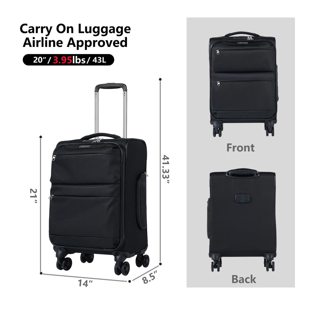 20" Carry On Softside Luggage Black S1164