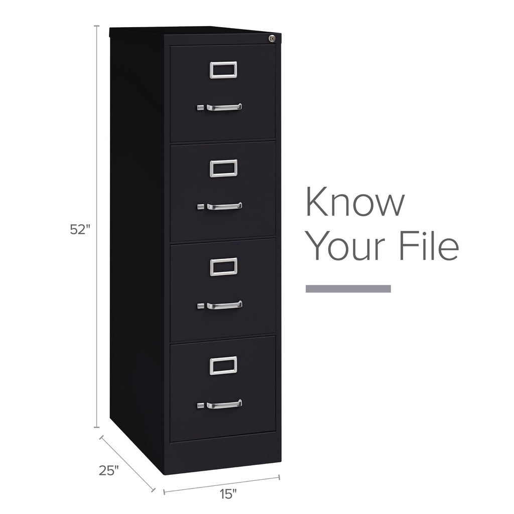 15" W 4 Drawer Vertical File Cabinet, Black, Letter J2827