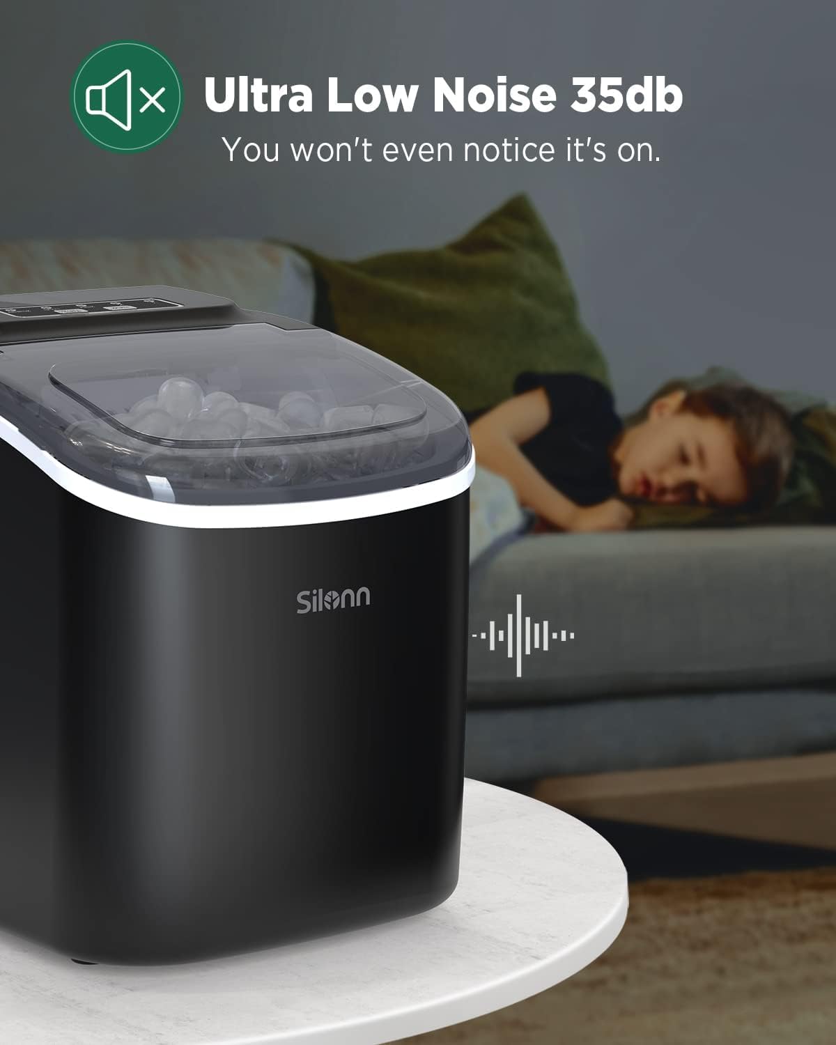 Countertop Ice Maker with Ice Scoop and Basket, Black S722807