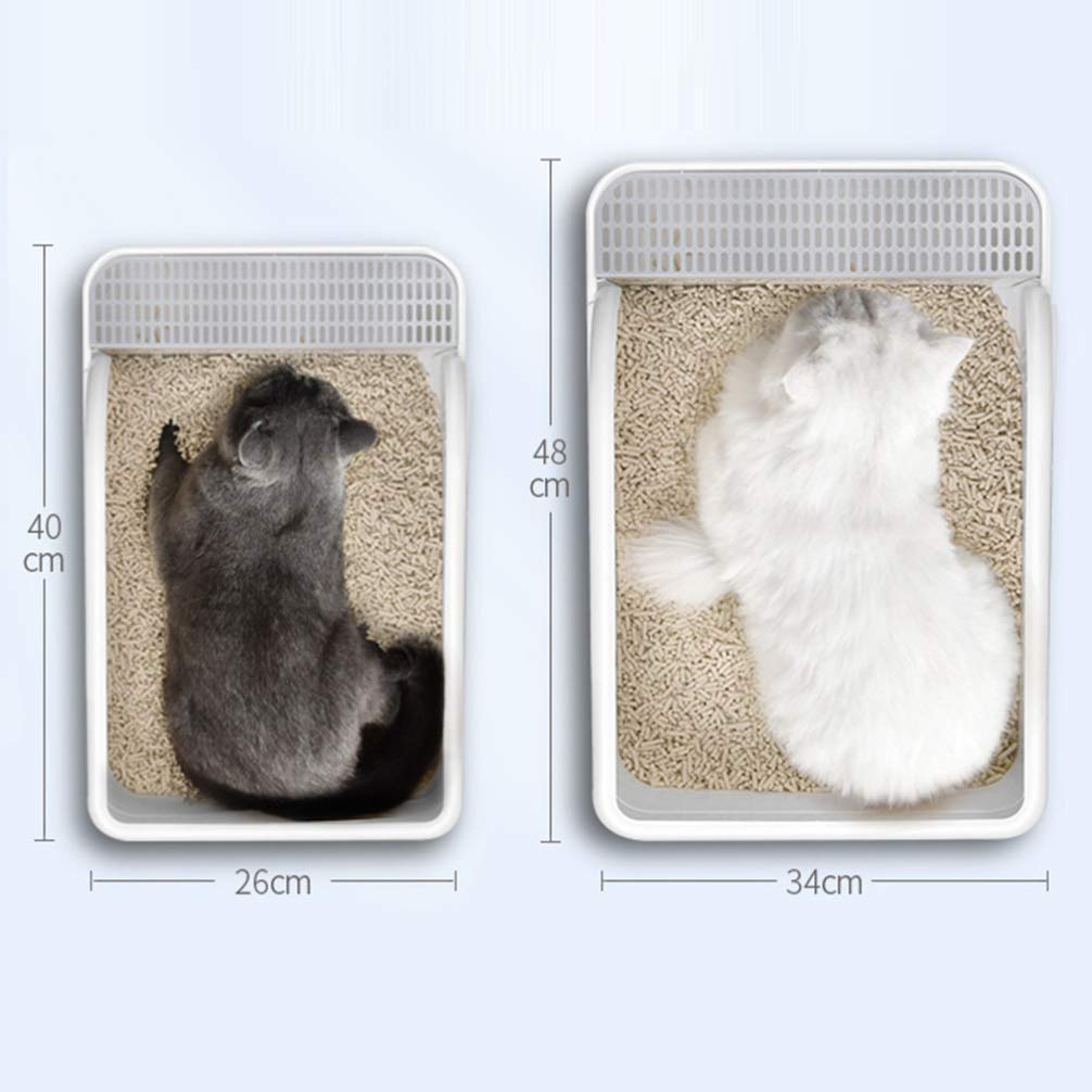 Plastic Half Covered Cat Litter Box with Frame and Litter Spatula E6045