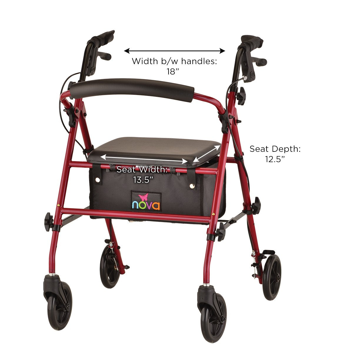 Red Steel Rollator Walker Z5098