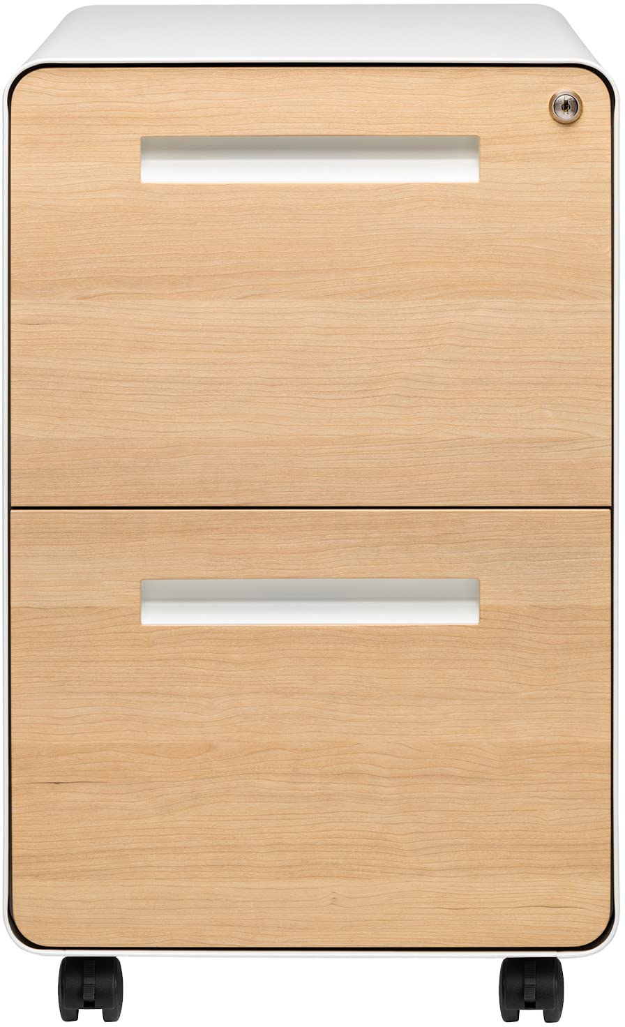 White 2 Drawer Mobile File Cabinet with Lock J7462