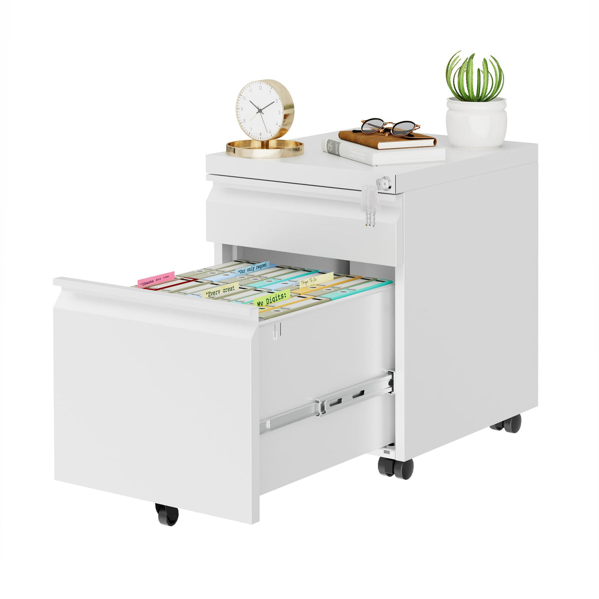 2 Drawer Metal Mobile File Cabinet with Lock T262