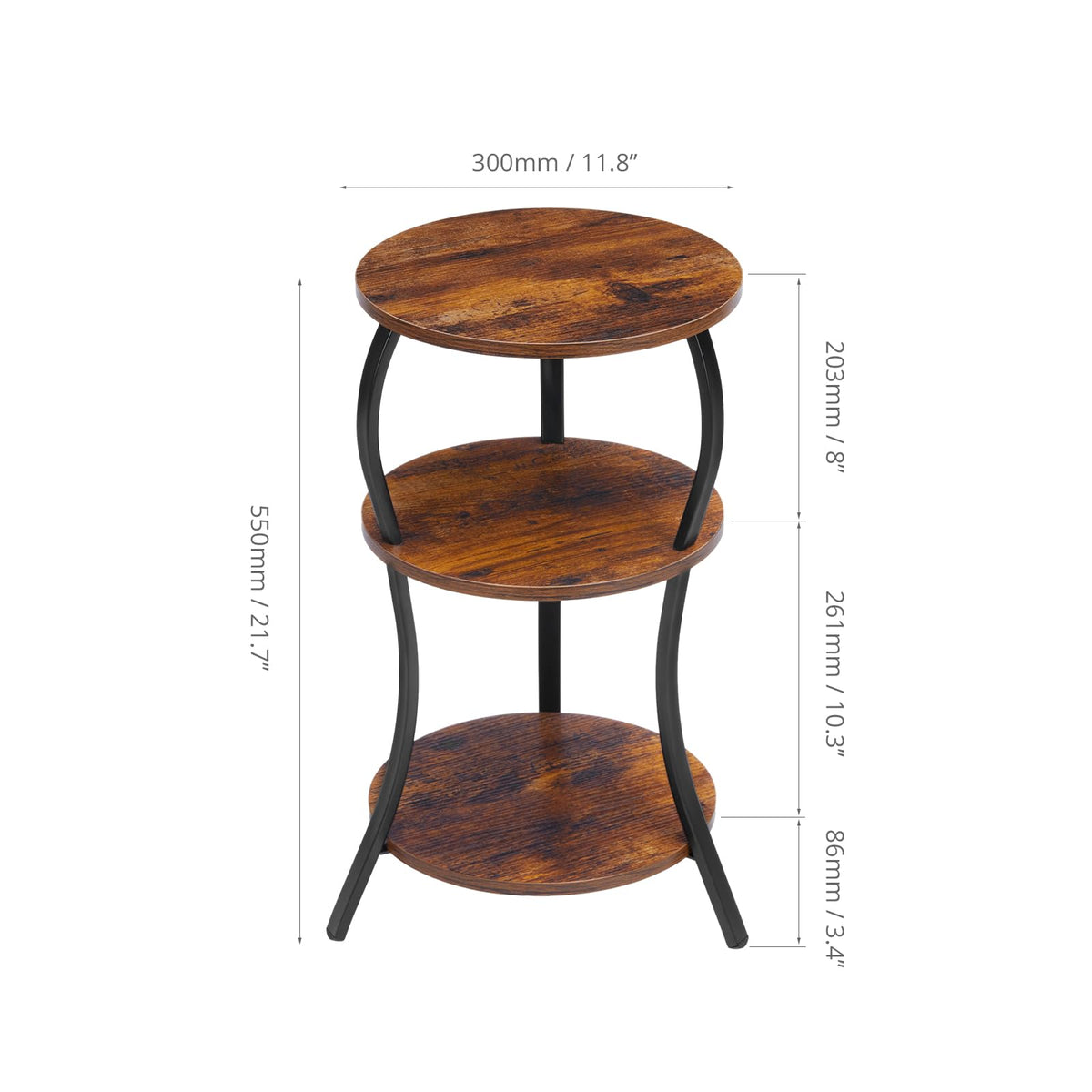 Vintage 3-Tier Round Side Table O572753