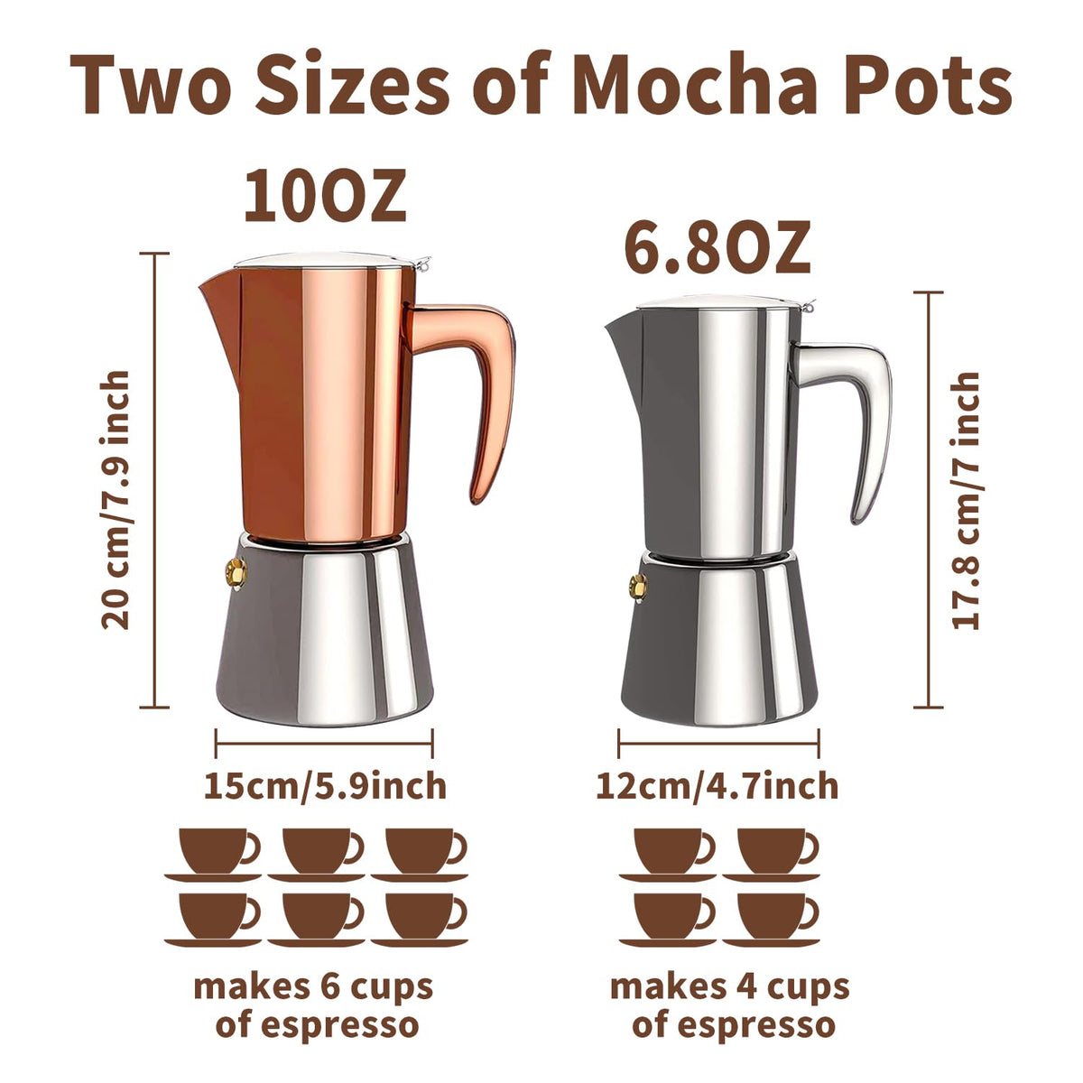 Stainless Steel Moka Pot Espresso Maker 6 Cups U598