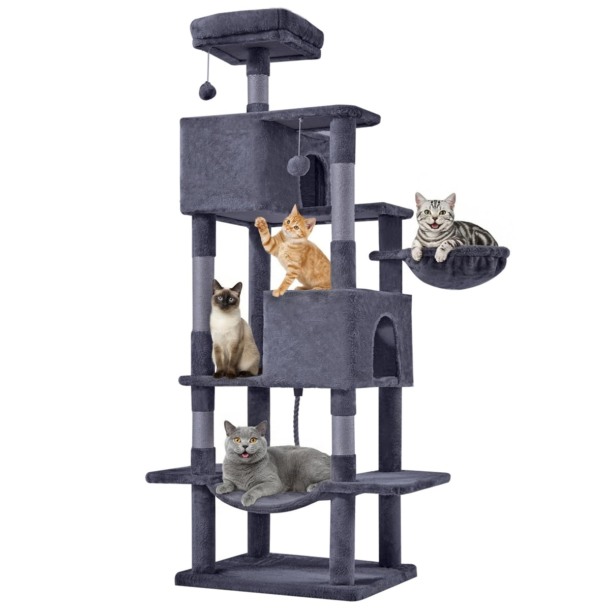 66 Inch Cat Tree Tower with Scratching Posts T726464