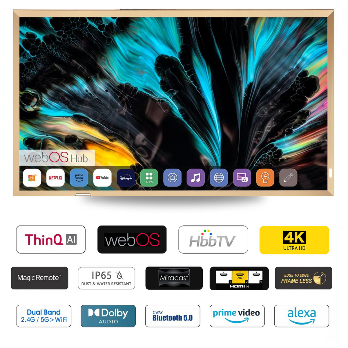 43-Inch Smart Mirror TV with Champagne Gold Aluminum Frame B1013