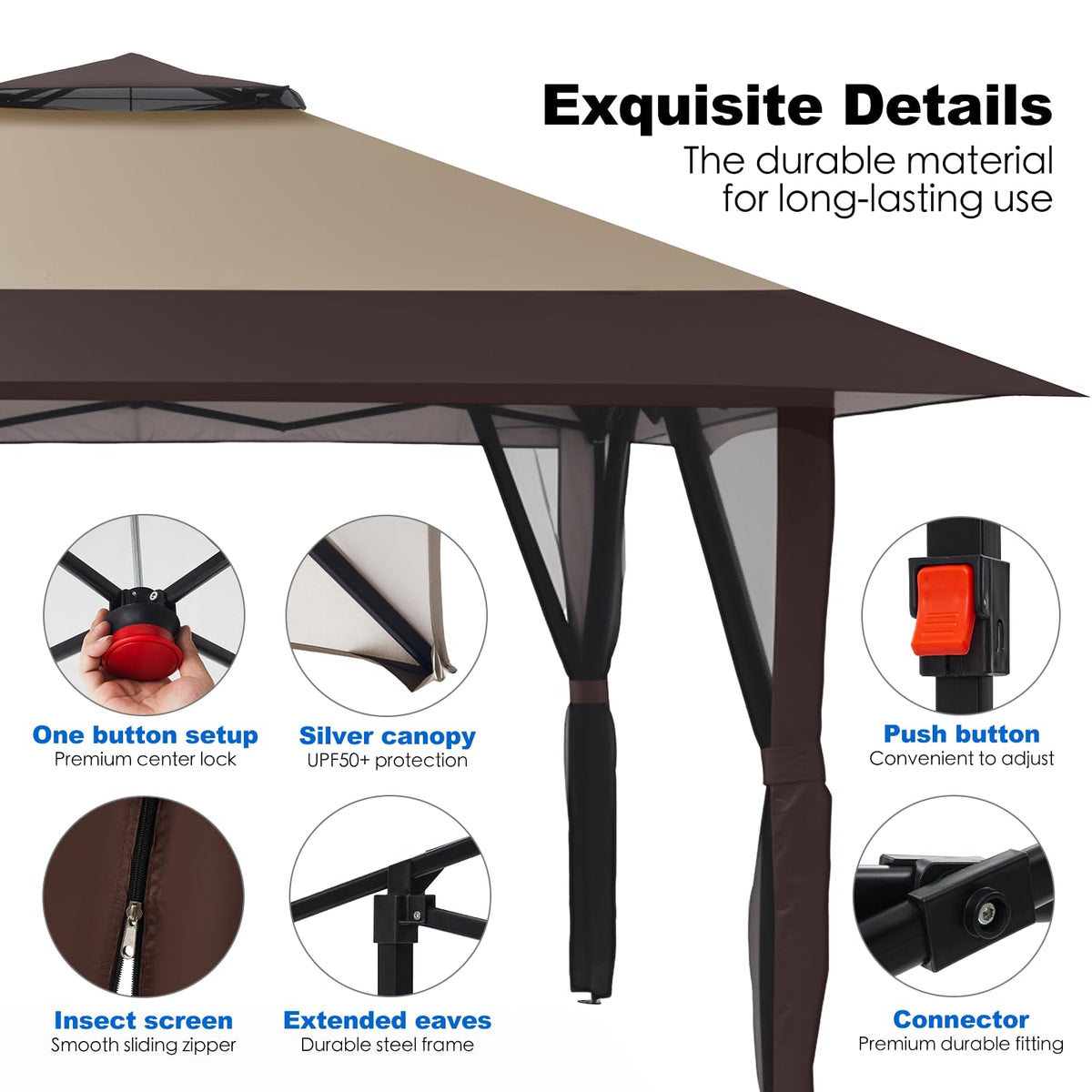 13x13 Pop Up Gazebo with Mosquito Netting Sidewall A563