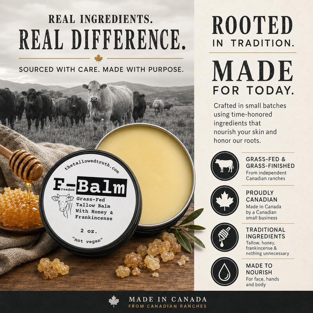 Beef Tallow and Honey Balm, 2 oz O4254