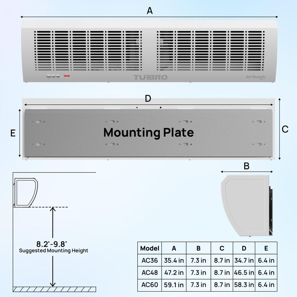 36-Inch Wall-Mounted Air Curtain Fan R388009