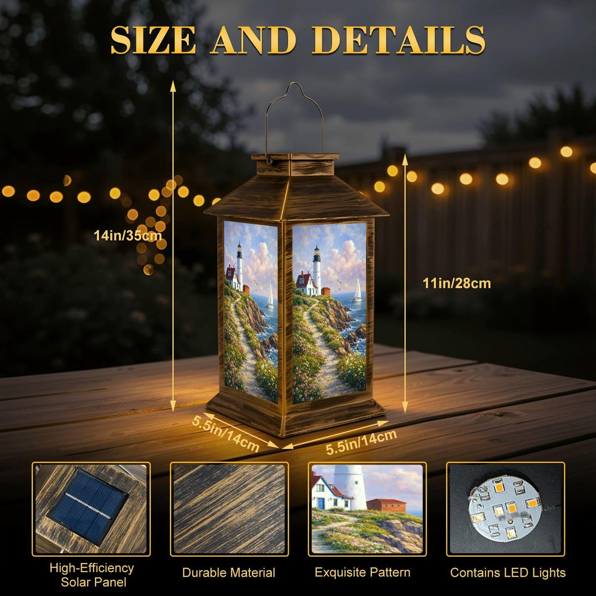 Solar Lantern Outdoor Waterproof LED Solar Lights Hanging Tabletop Lamp U39579