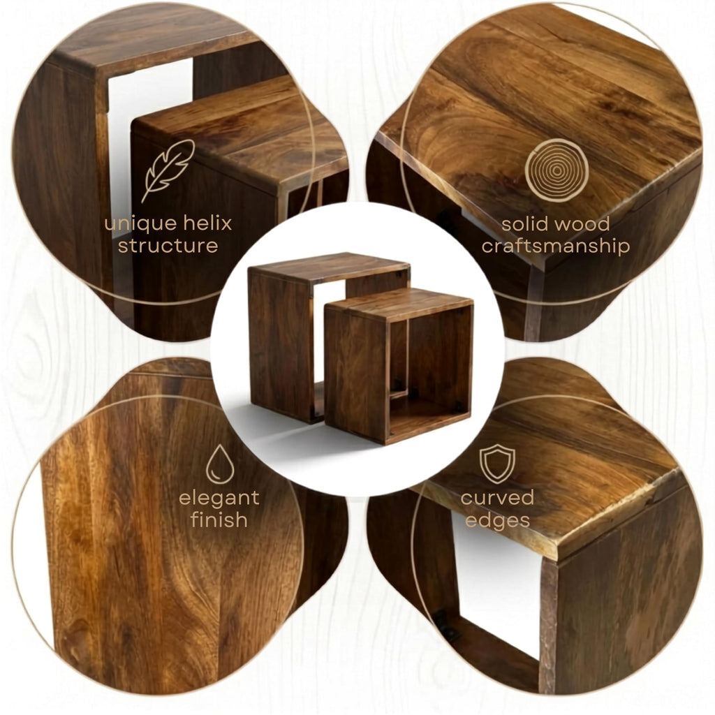 Sheesham Wood Nesting Tables Set of 2 A29032