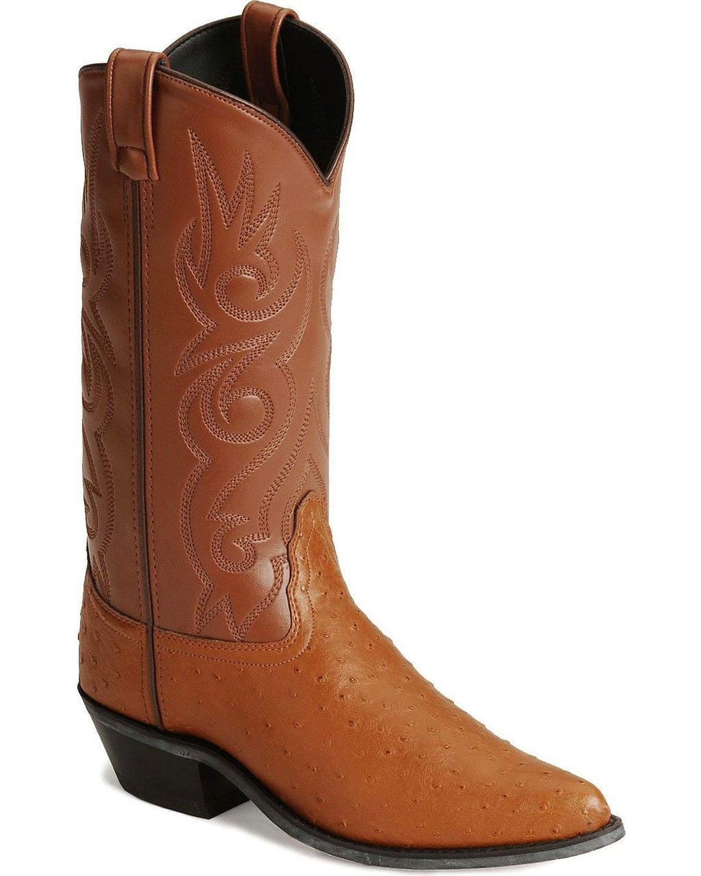 Cognac Ostrich Print Cowboy Boots V721