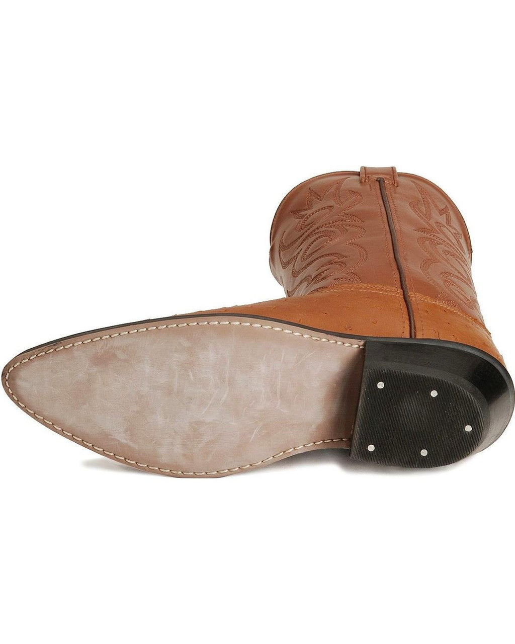Cognac Ostrich Print Cowboy Boots V721