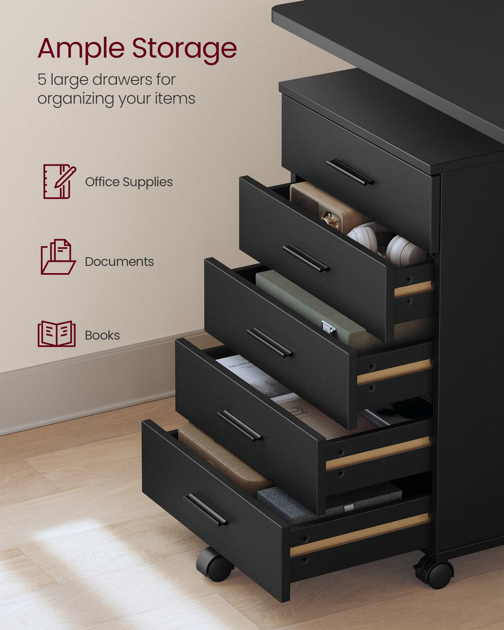 Mobile Pedestal Filing Cabinet with Wheels G129809