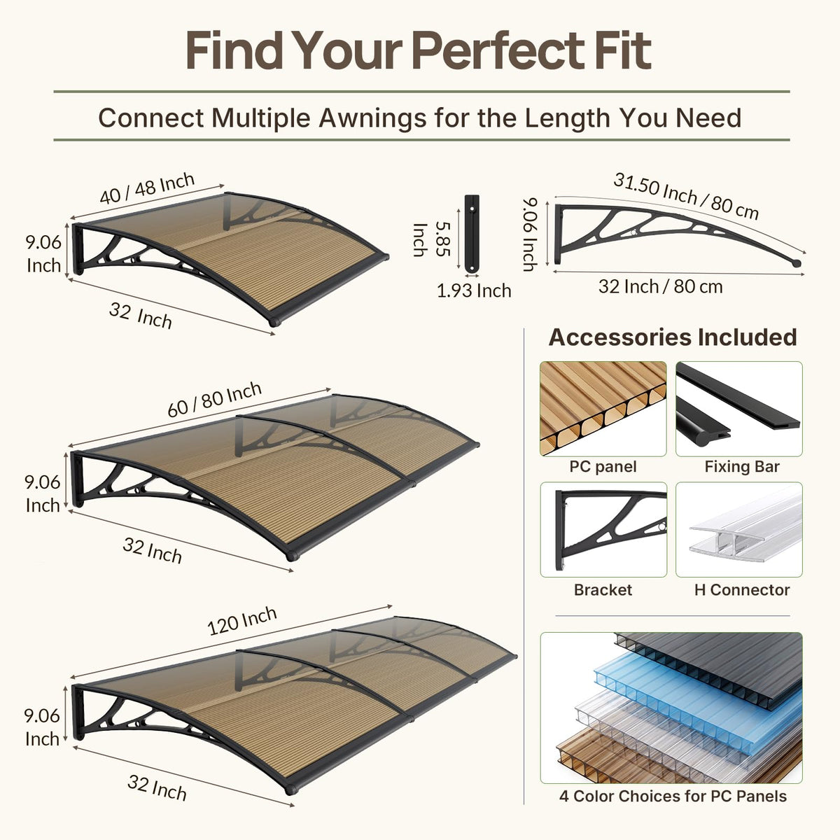 32x48'' Polycarbonate Door Awning B4735